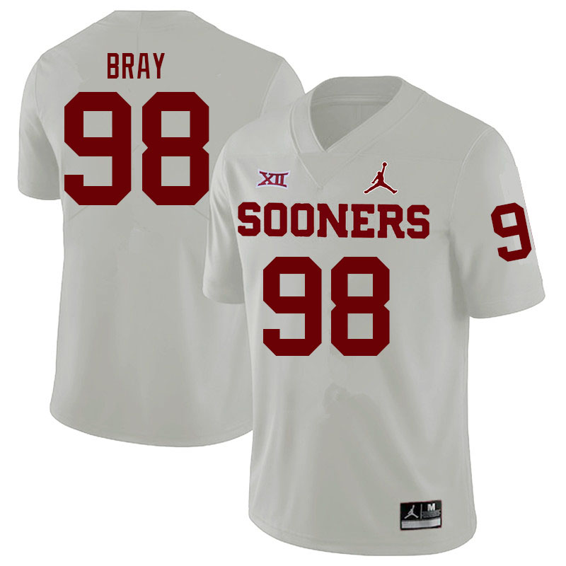 Men #98 Hayden Bray Oklahoma Sooners College Football Jerseys Sale-White